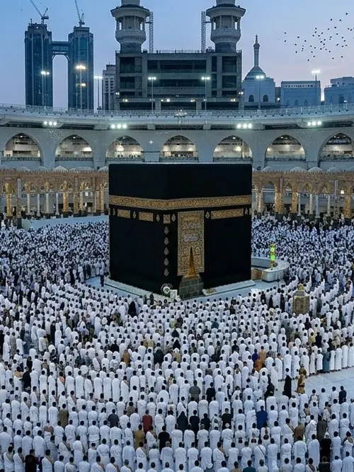Pilgrims around the Kaaba at Masjid al-Haram